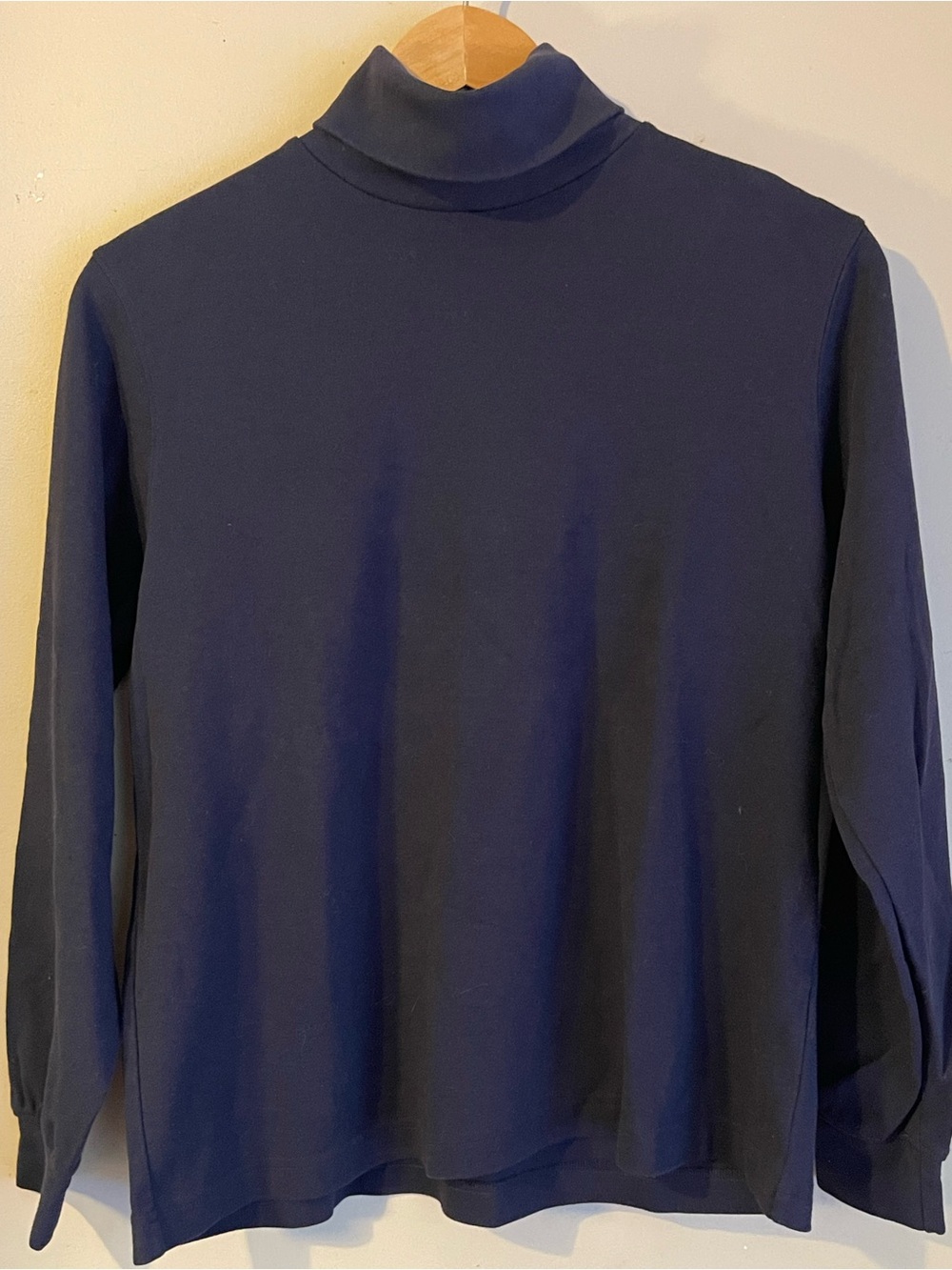 Lands' End Navy Blue 100% Cotton Long Sleeve Turtleneck Top Size Medium Petite